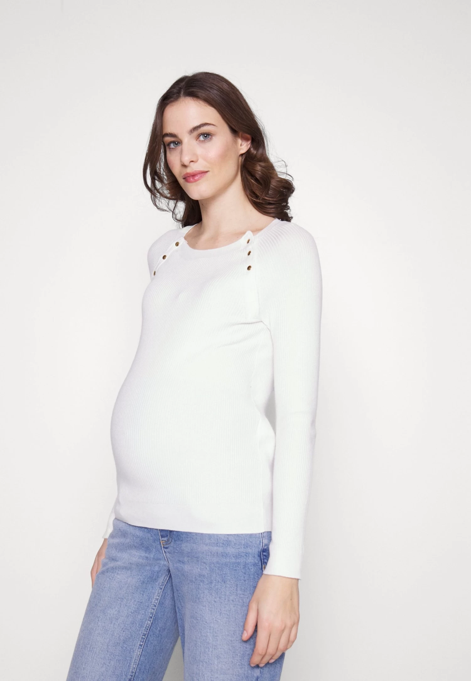 Nursing - Button Opening - Jersey De Punto - White 3 Nursing - Button Opening - Jersey De Punto - White