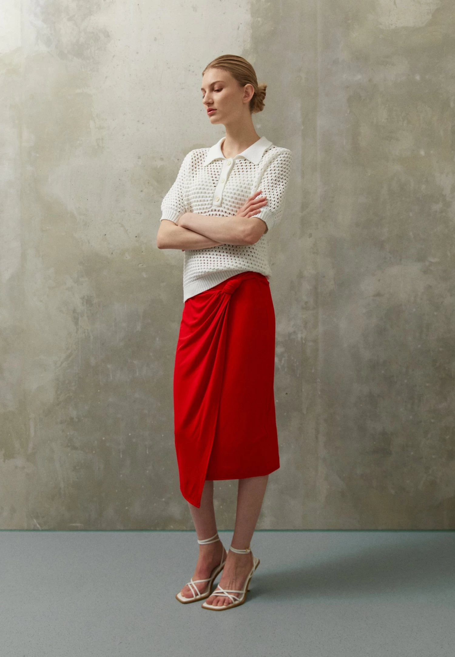 Anna Field Front Knot Midi Skirt - Falda De Tubo - Red 4 Anna Field Front Knot Midi Skirt - Falda De Tubo - Red - Imagen 2