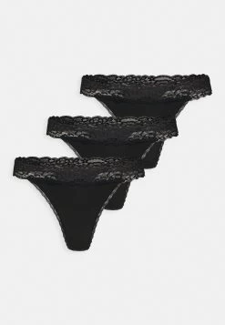 Anna Field 3 Pack Lace Trim Thong - Tanga - Black -Anna Field 13815b0c5eb74aefa009a72fbc0b00d7