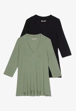 Anna Field 2 Pack - Camiseta De Manga Larga - Black/Light Green -Anna Field 159be9951e5349aa9ff19951fcd2d8f5