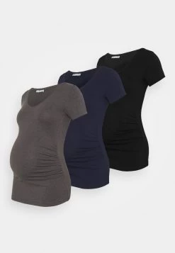 3 Pack - Camiseta Estampada - Black /Dark Grey/Dark Blue