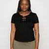 Curvy Front Lace - Camiseta Básica -Black -Anna Field 4086425c6cea4e0c88a3e747c192861e