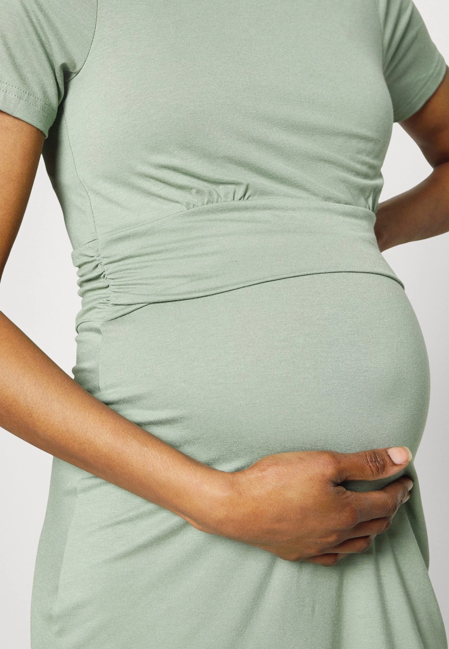 Short Sleeves Ruched Waist Mini Flared Dress - Vestido Ligero - Light Green 7 Short Sleeves Ruched Waist Mini Flared Dress - Vestido Ligero - Light Green - Imagen 5