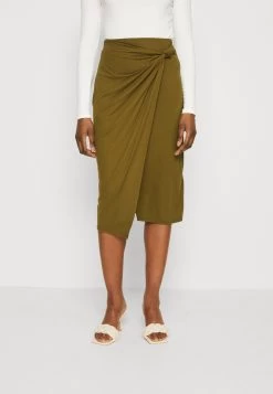 Anna Field Front Knot Midi Skirt - Falda De Tubo - Khaki