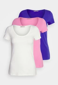 Anna Field 3 Pack - Camiseta Básica - Dark Blue/Pink/Off White