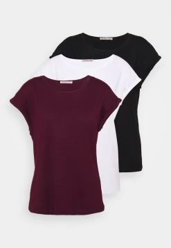Anna Field 3 Pack - Camiseta Básica - Black/White/Dark Red -Anna Field df63b55f596743809ebb7dbe439ab976